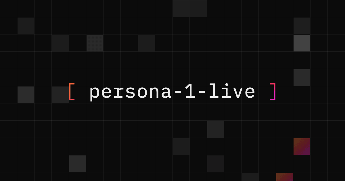 Persona-1-Live cover art: the model name in gradient brackets over a field of glowing attention cells
