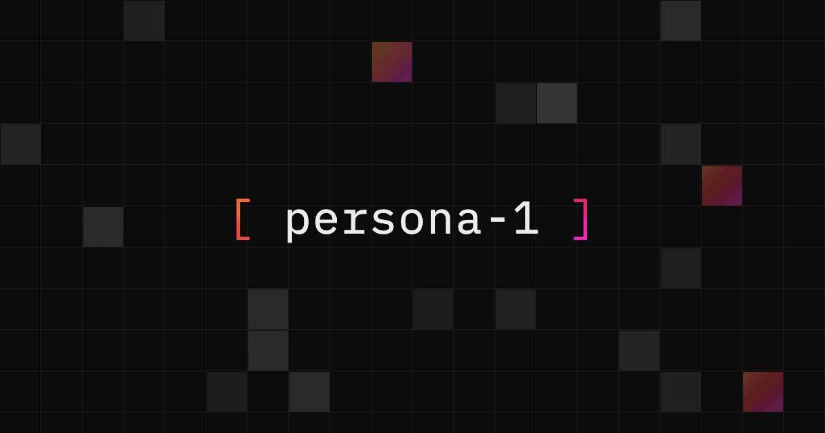 Persona-1 cover art: the model name in gradient brackets over a field of glowing attention cells